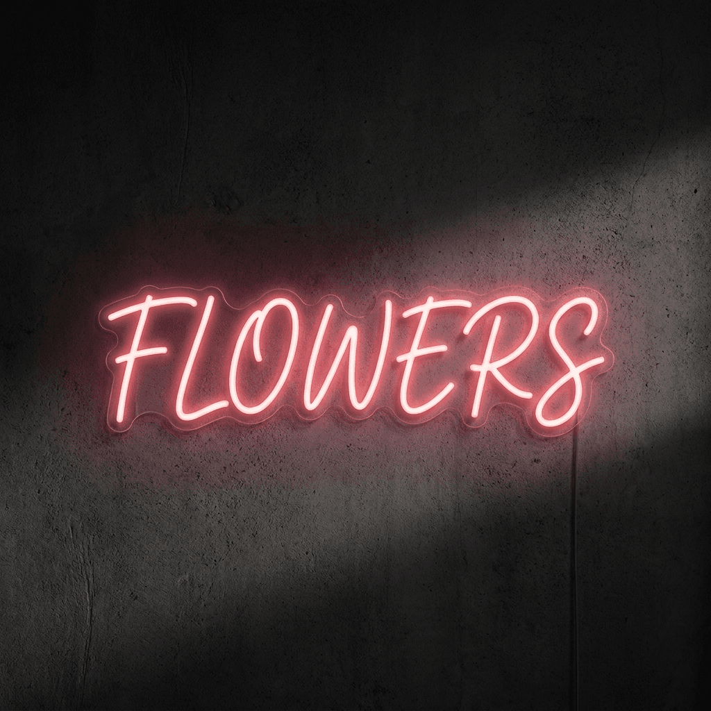 Неоновая вывеска «Flowers»